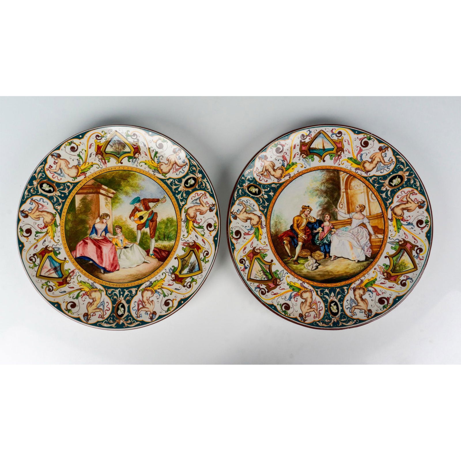 2pc Vintage Faenza Ceramica Majolica Wall Plates (1 of 2)