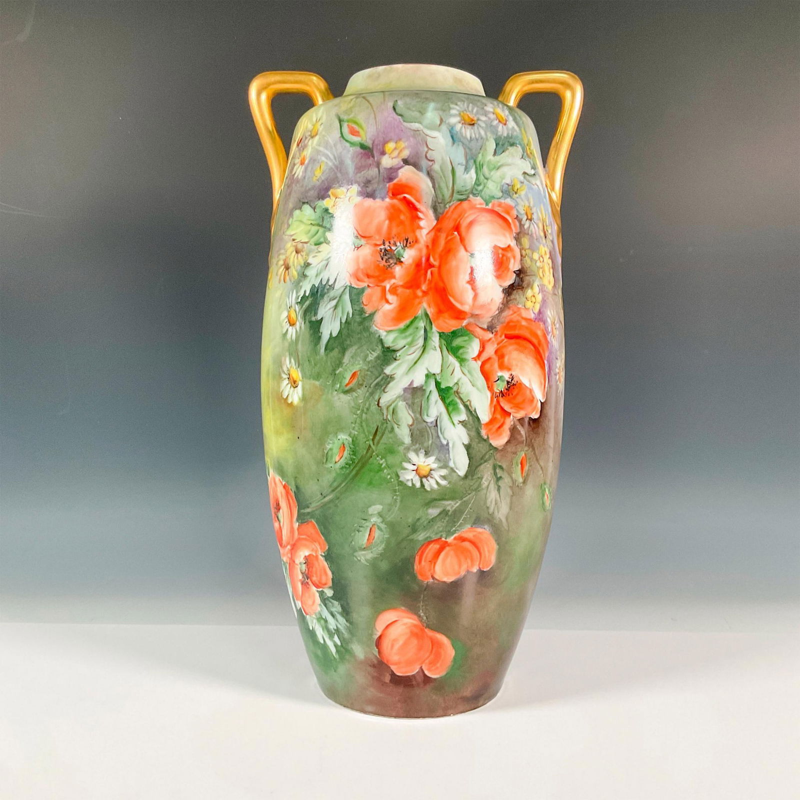 O & E.G. Royal Austria Porcelain Floral Vase, Signed (1 of 5)