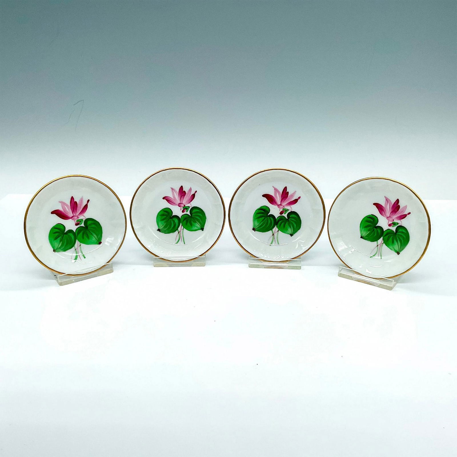 4pc Herend Porcelain Miniature Dishes, Pink Flowers (1 of 2)