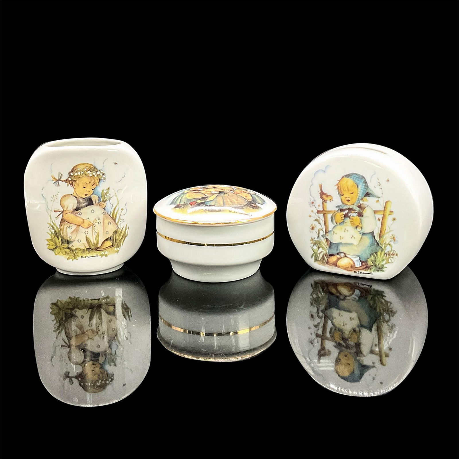 3pc Goebel Hummel Porcelain Vase/Money Bank/Lidded Box (1 of 3)