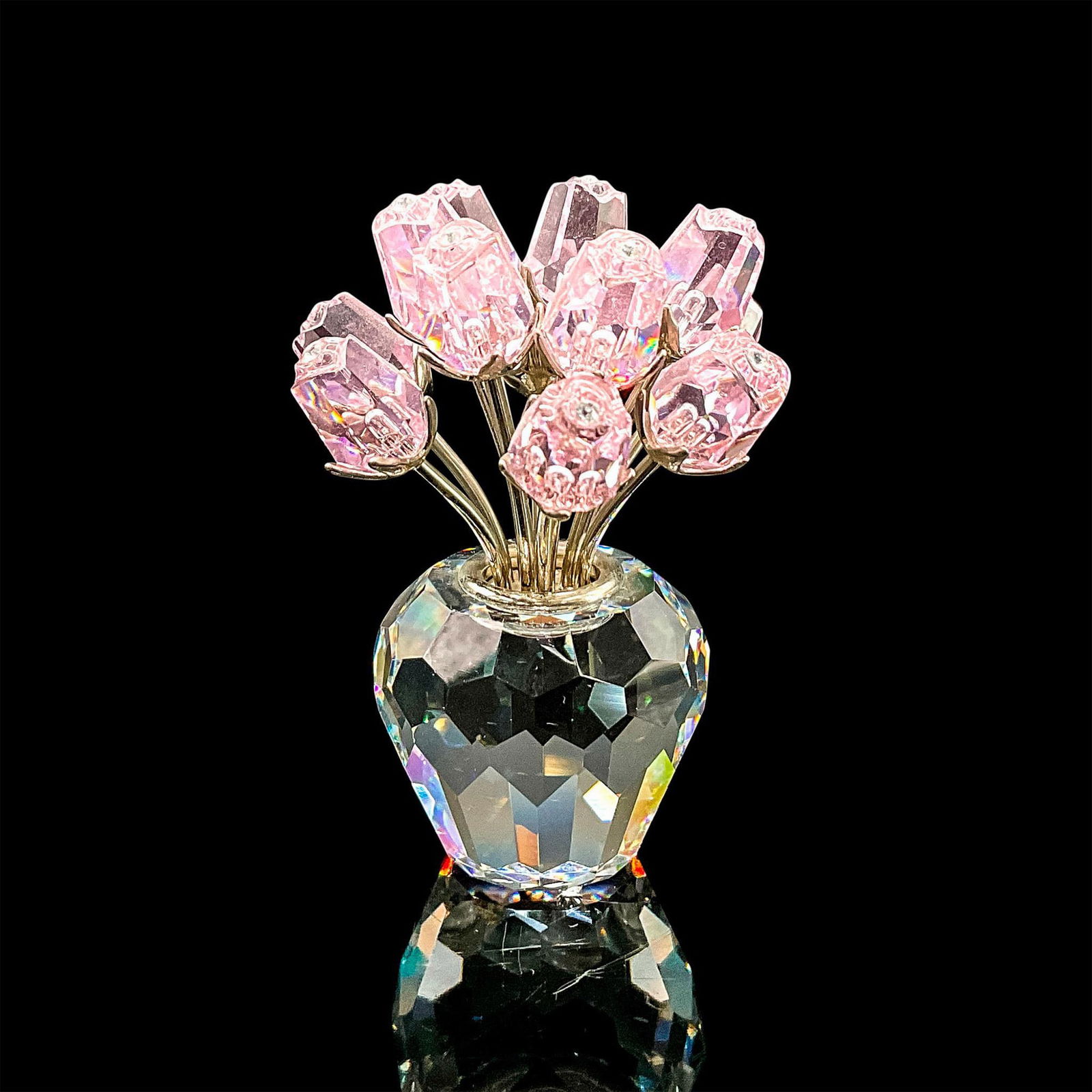 Swarovski Crystal Figurine, Dozen Pink Roses (1 of 4)