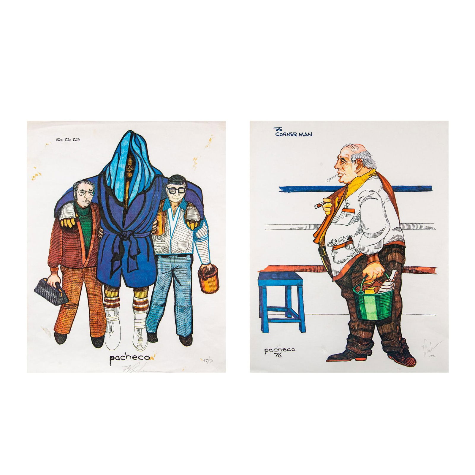 Pacheco, Two Original Lithographs on Paper, Boxing, Signed (1 of 10)