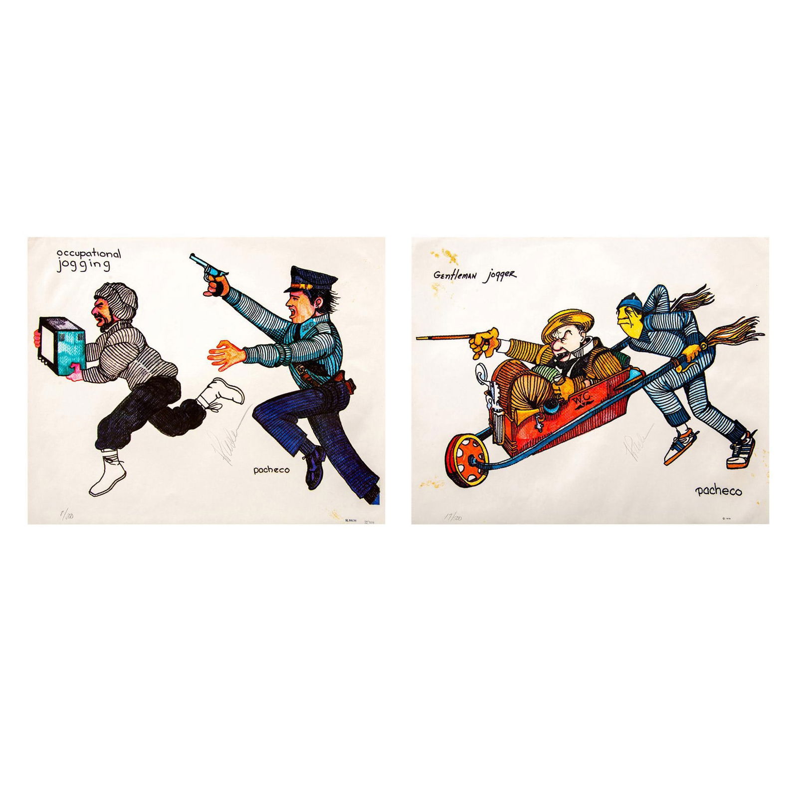 Pacheco, Two Original Color Lithographs on Paper, Signed (1 of 11)