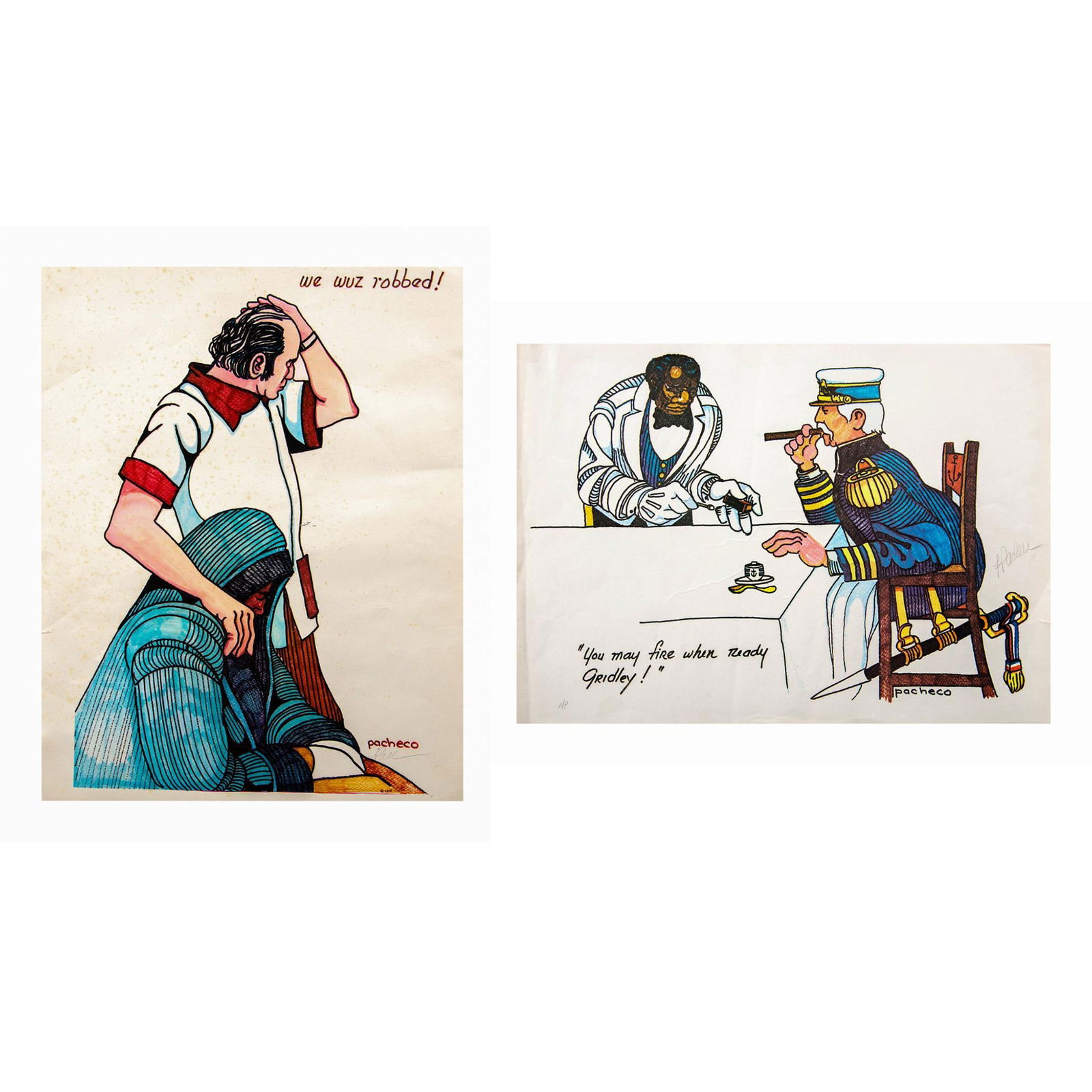Pacheco, Two Original Color Lithographs on Paper, Signed (1 of 9)