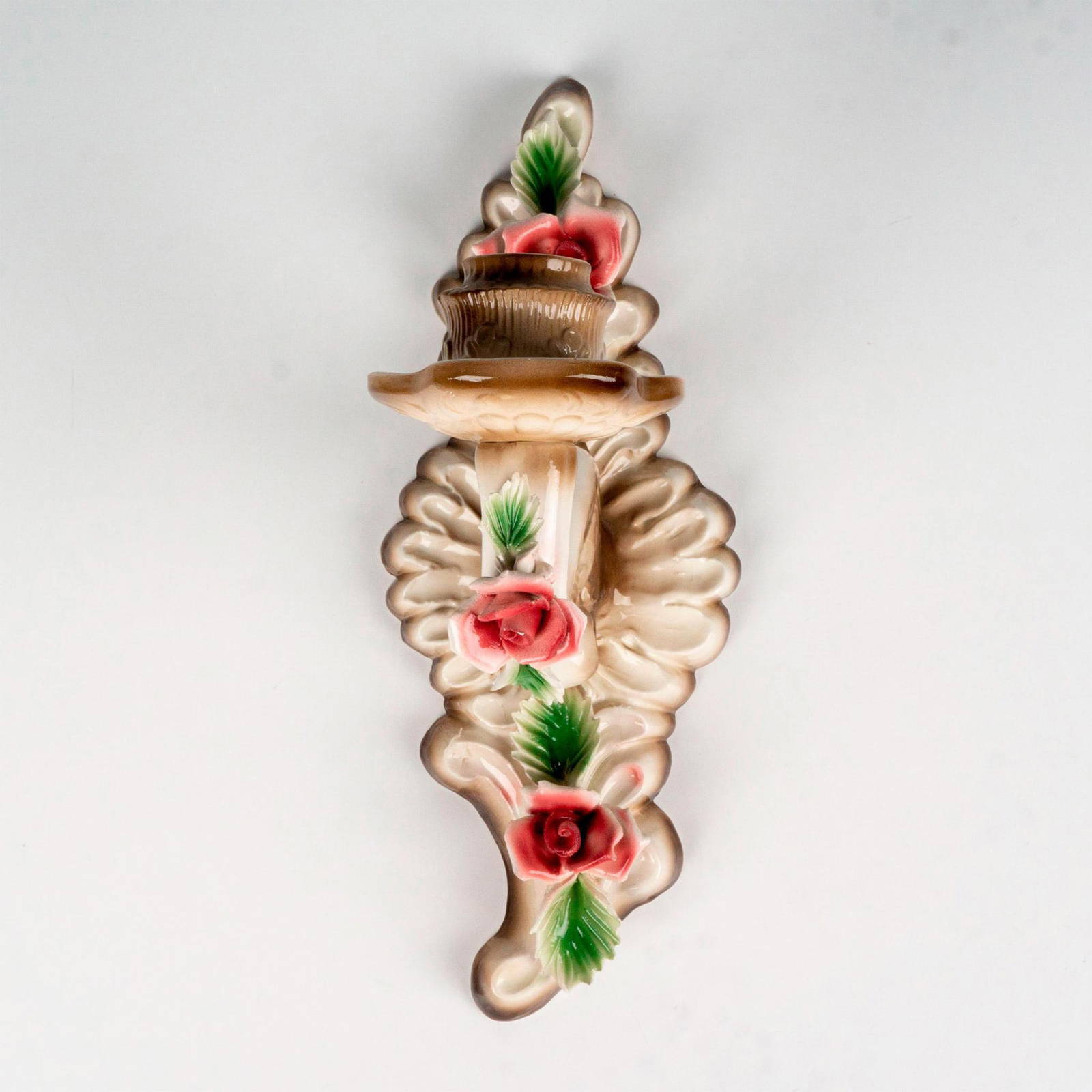 Vintage Capodimonte Candle Sconce Yellow And Red Roses Auction