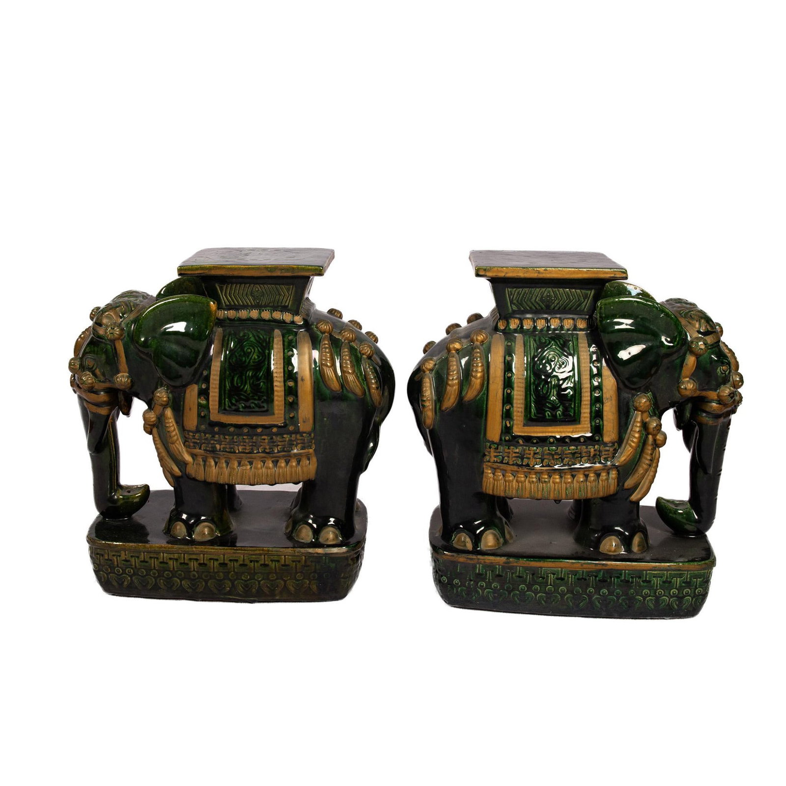Pair of Large Chinese Garden Stools Stoneware Elephant Sculptures (1 of 5)