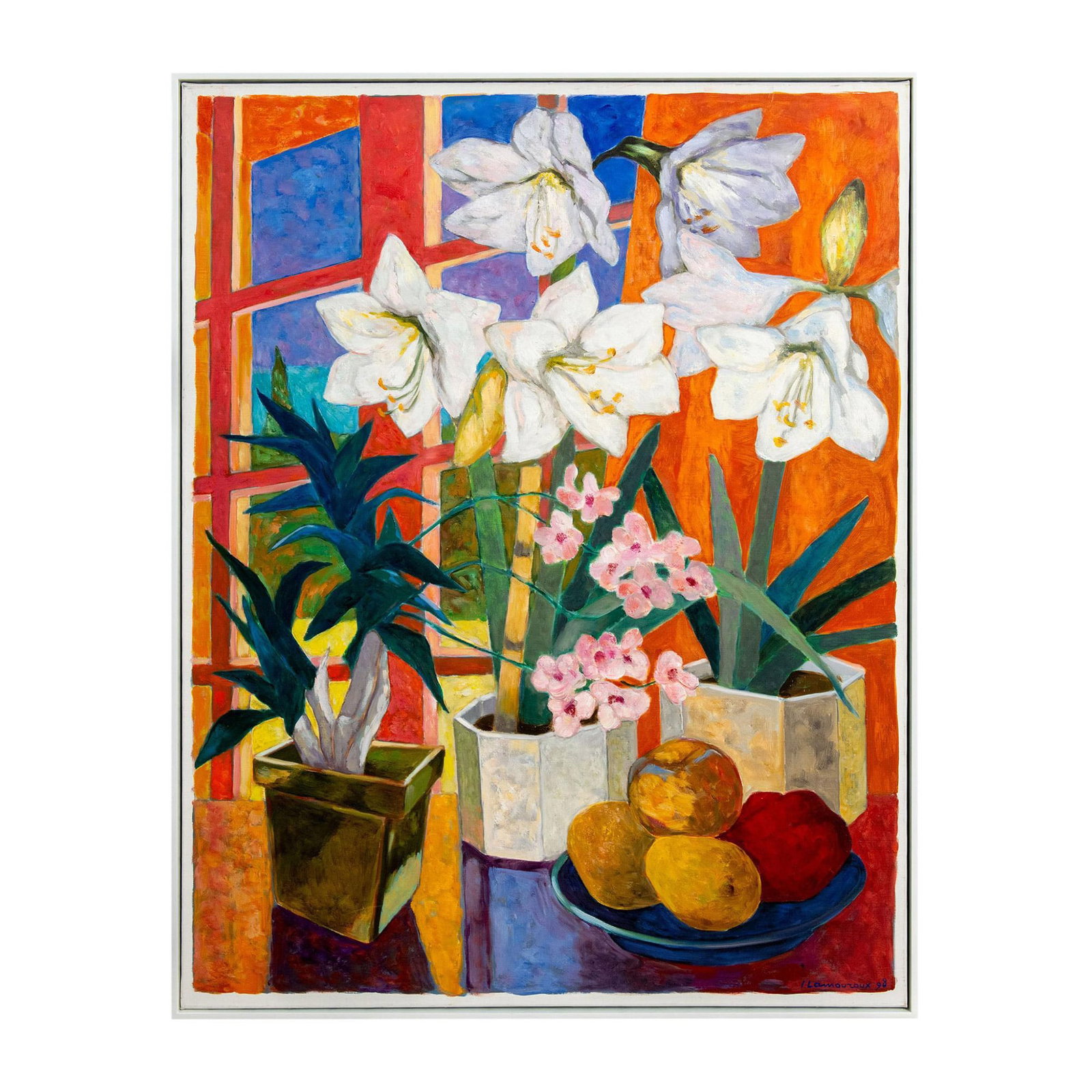 Jean Lamouroux, Original Oil on Canvas, Lilies and Orchids (1 of 5)