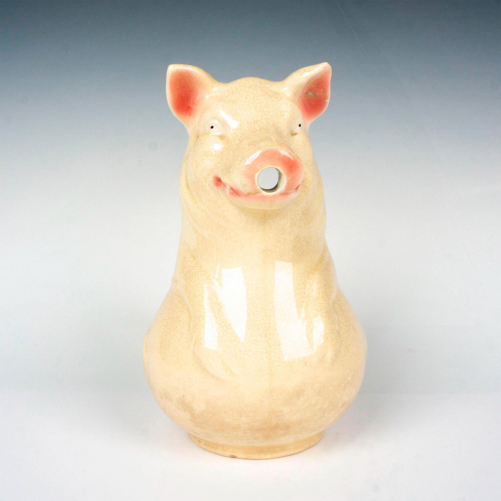 Sarreguemines Majolica Pitcher, Pig (1 of 4)