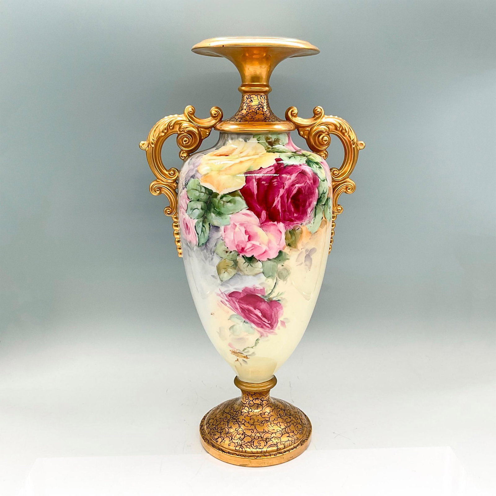 Lenox Belleek Porcelain Vase With Handles, Roses (1 of 3)