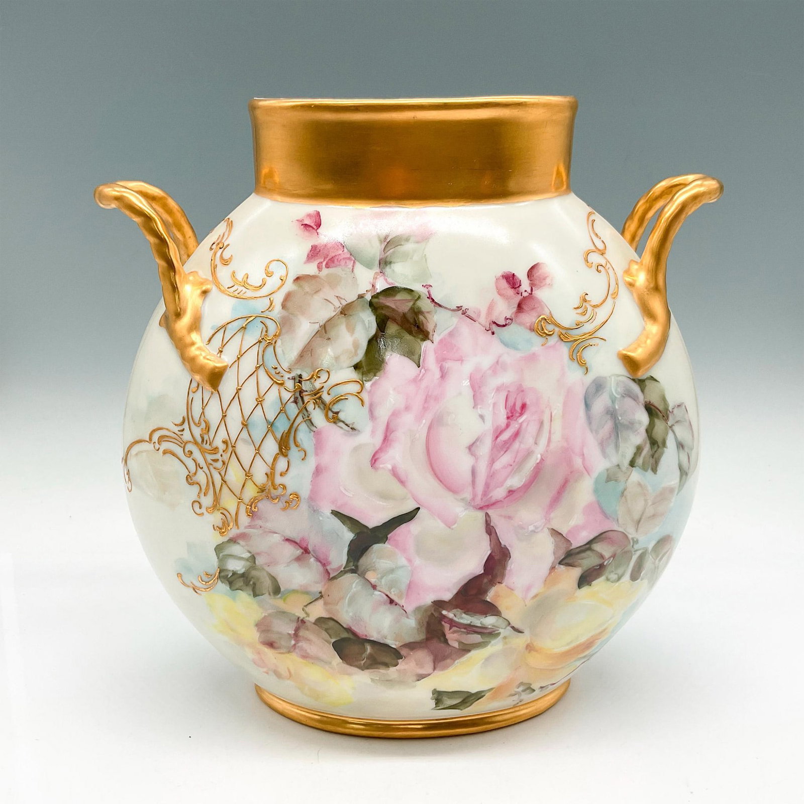 Jean Pouyat Limoges Porcelain Gilt Handled Vase (1 of 3)