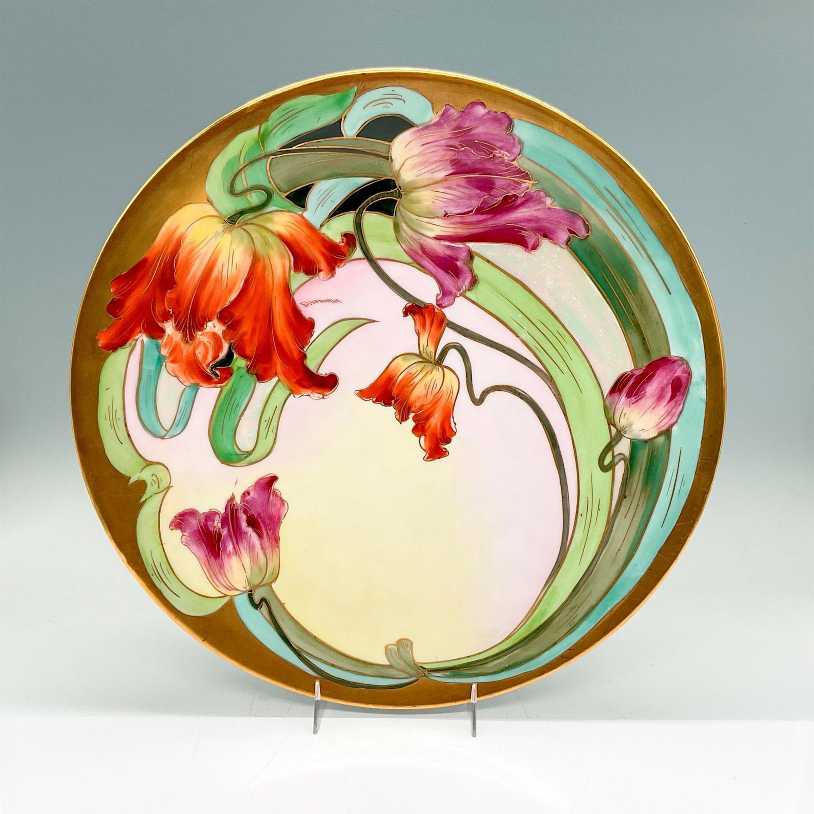 Jul H Brauer Porcelain Decorative Plate, Tulips (1 of 2)