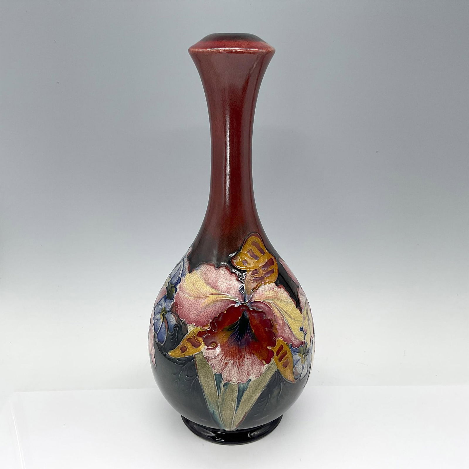 Moorcroft Pottery Flambe Lamp Base Vase, Orchid Design (1 of 3)