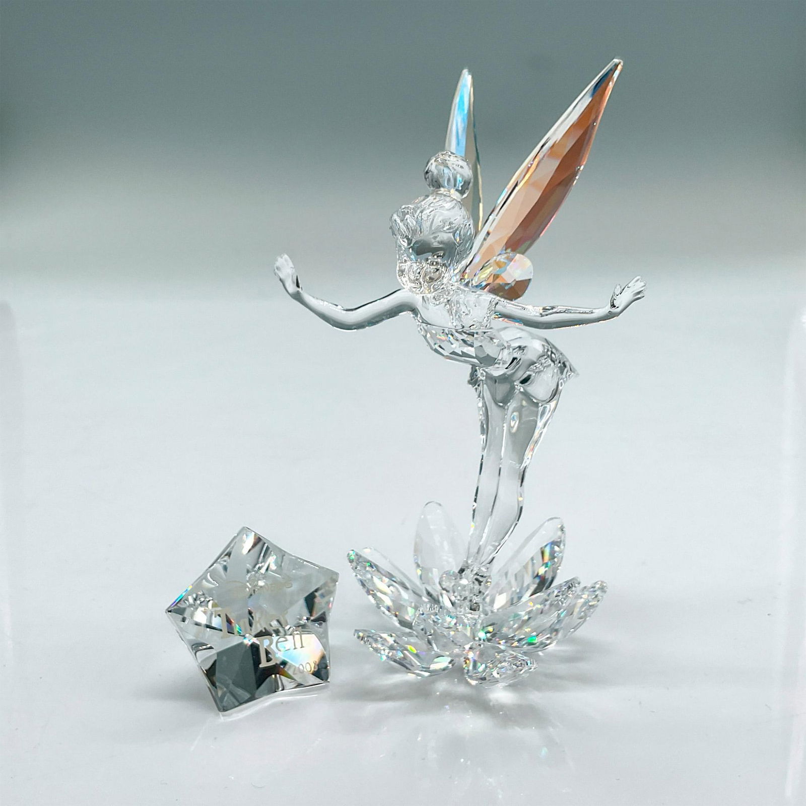 Swarovski Silver Crystal Figurine, Tinkerbell On Lotus (1 of 5)
