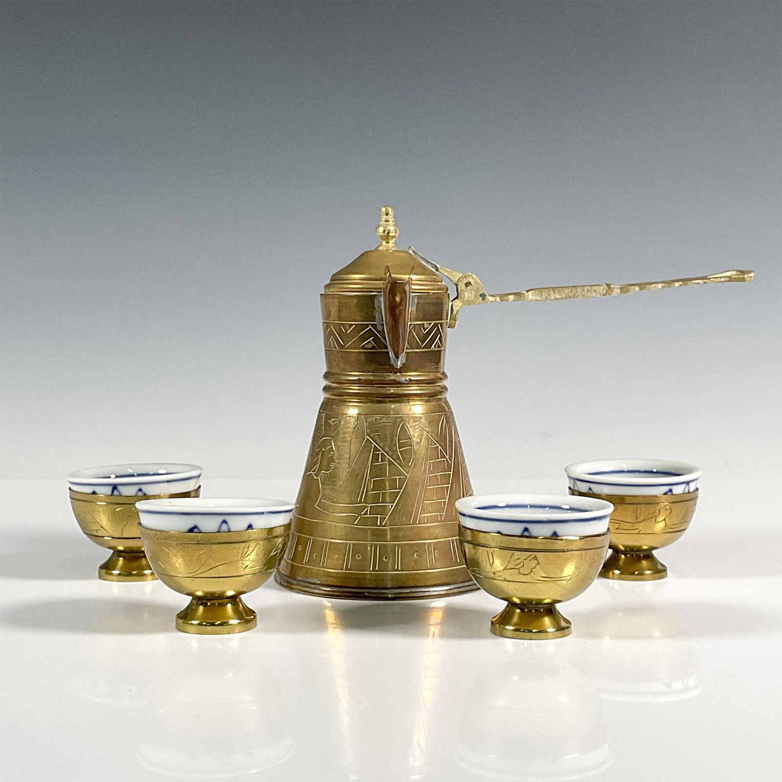 6pc Vintage Brass Turkish Coffee Set (1 of 14)