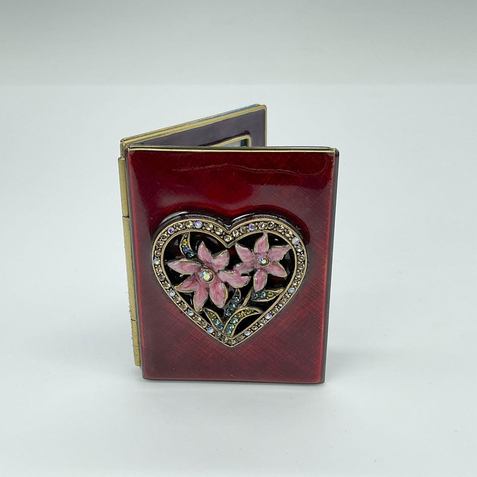 Jay Strongwater Small Bifold Picture Frame, Heart Flower (1 of 3)