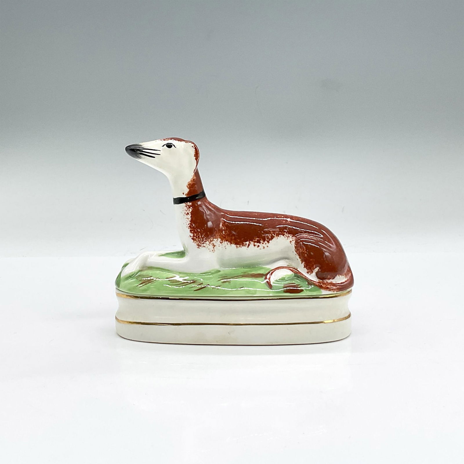 Fitz and Floyd Porcelain Treasure Box, Reclining Whippet (1 of 4)