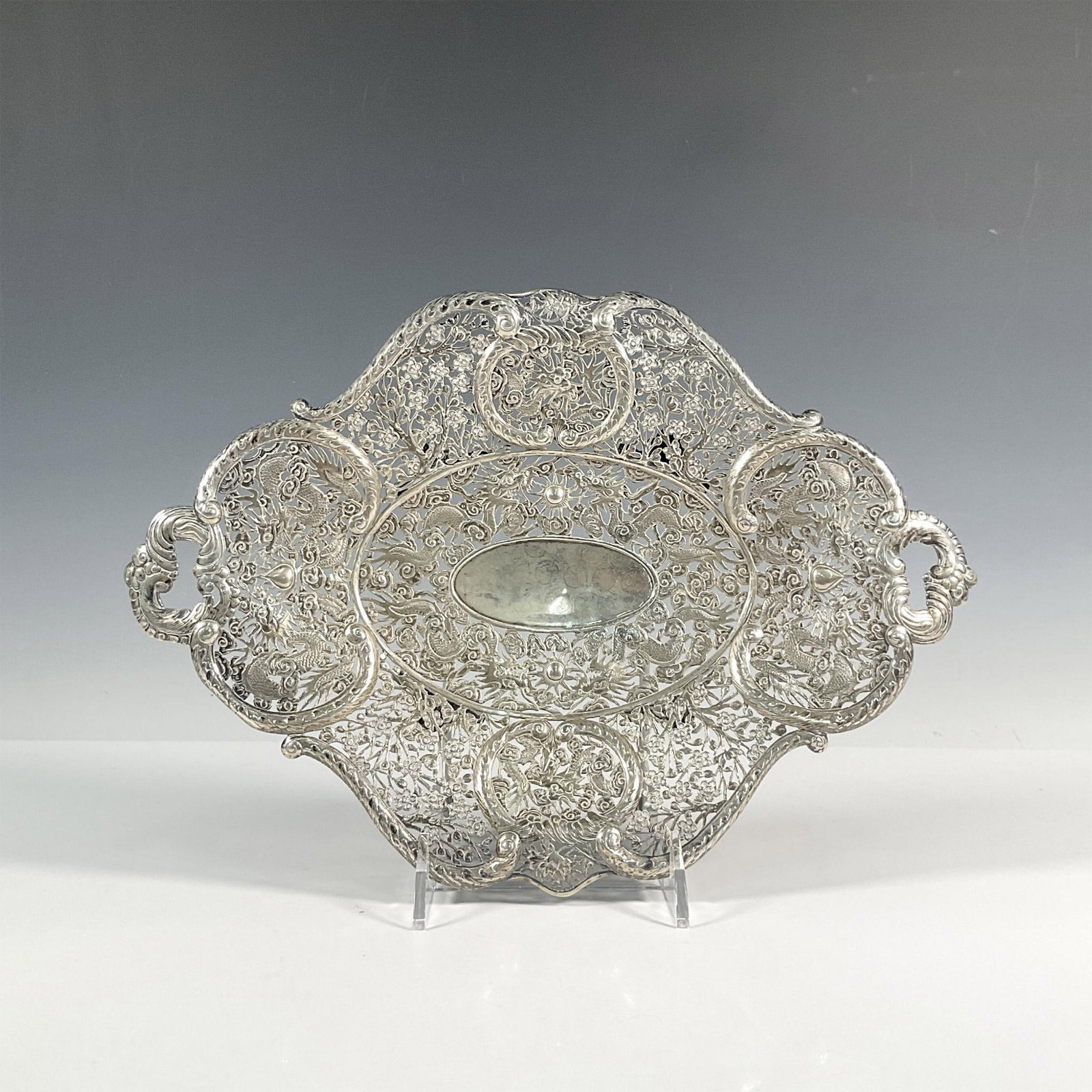 Chinese Shanghai Export Silver Dragon Tray (1 of 5)