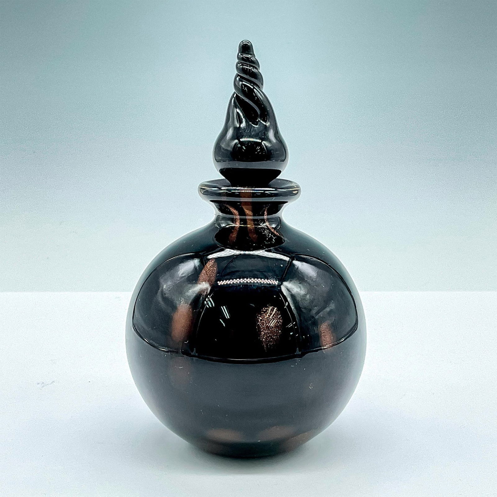 Murano Art Glass Perfume Bottle, Black and Copper (1 of 3)