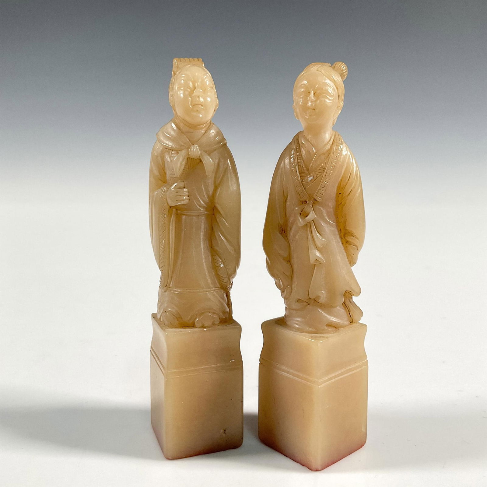 Pair of Chinese Shoushan Carved Soapstone Seals (1 of 3)