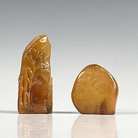 2pc Antique Chinese Tianhuang Soapstone Seals (1 of 4)