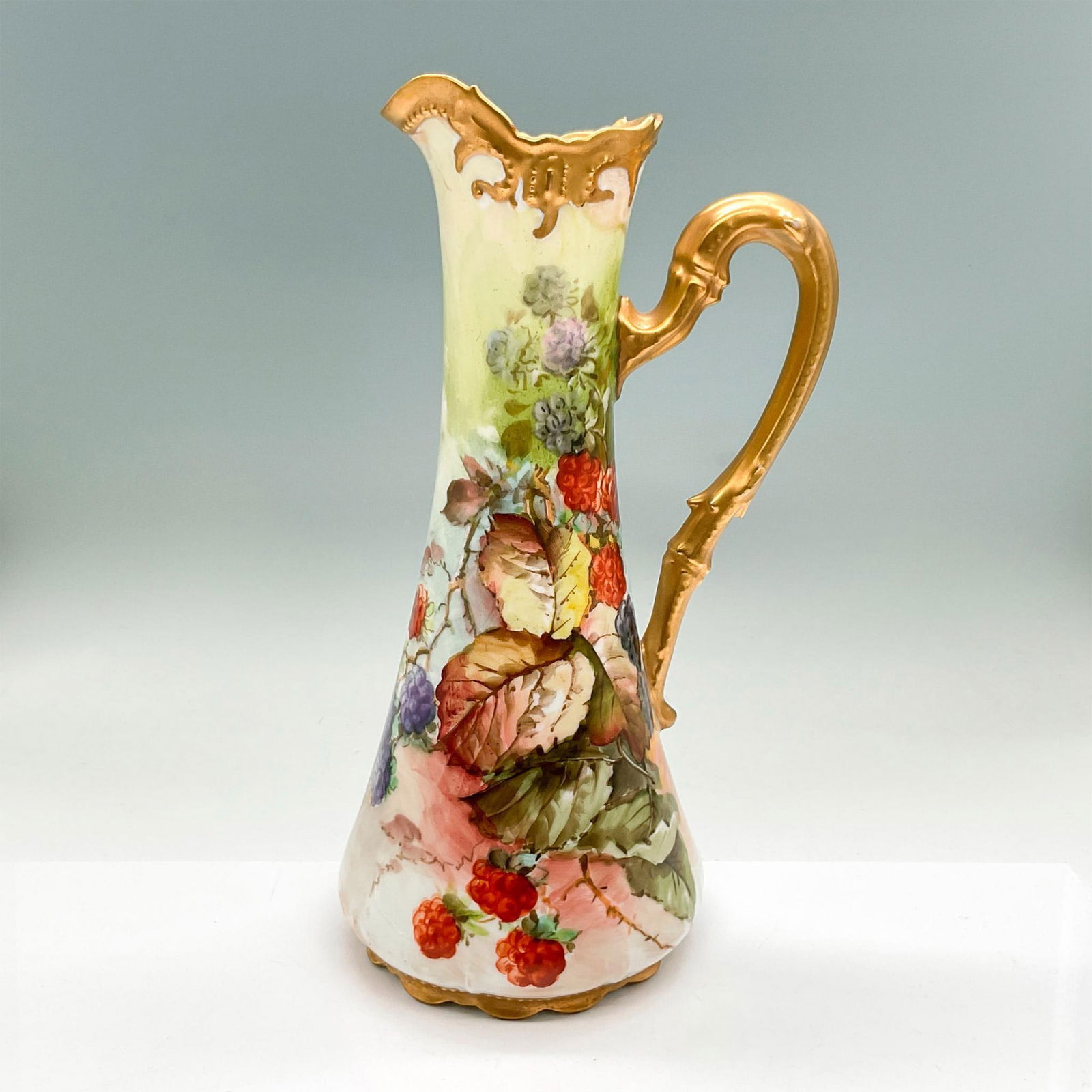 Limoges Porcelain Pitcher, Blackberries and Raspberries (1 of 3)