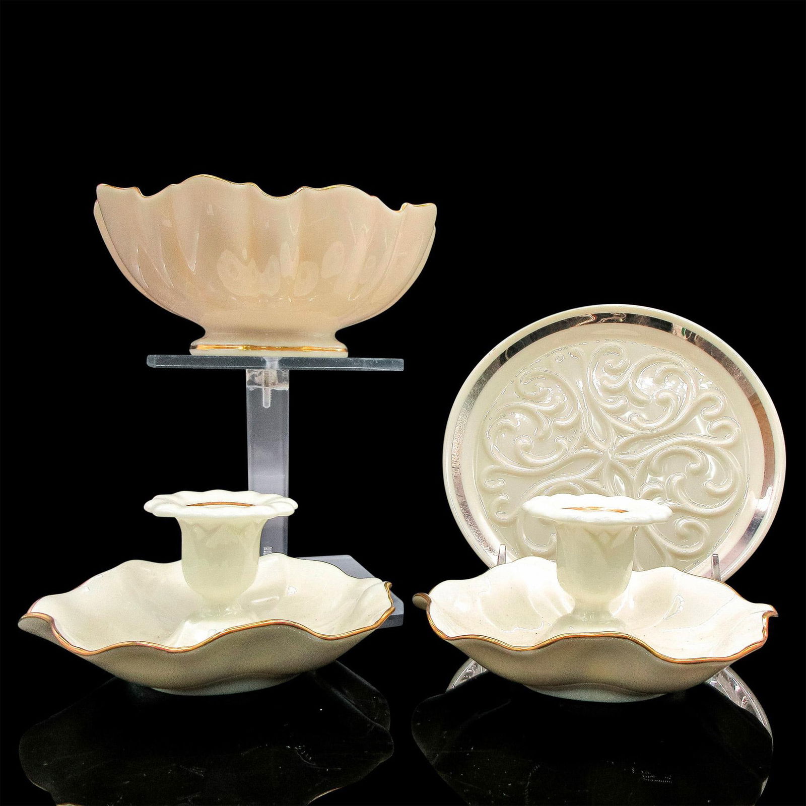 4pc Lenox Porcelain Dishes and Mikasa China Candle Holders (1 of 3)