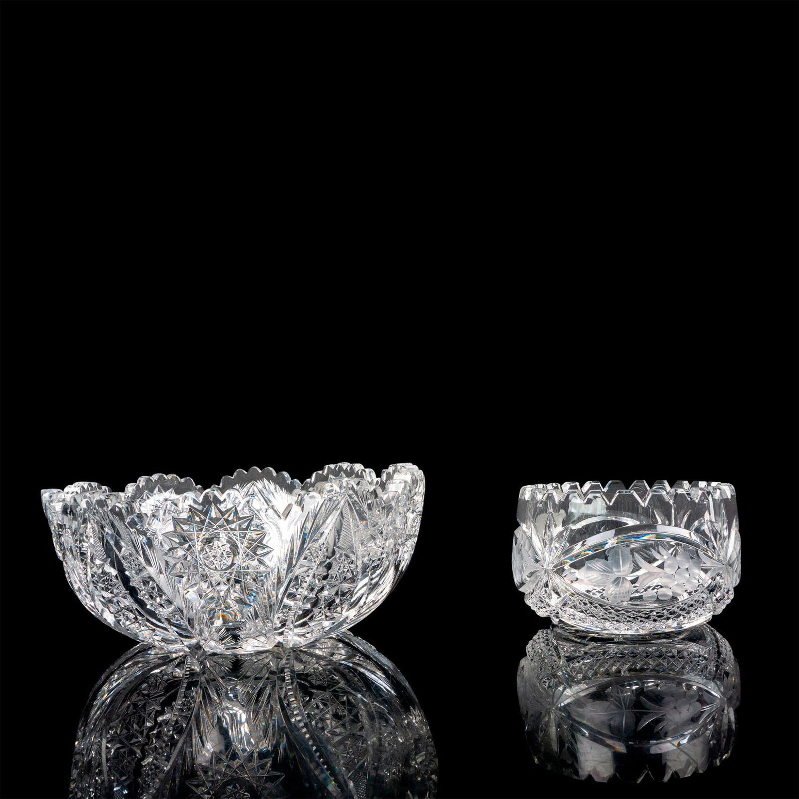 2pc American Brilliant Crystal Fruit and Nut Bowl Set (1 of 3)