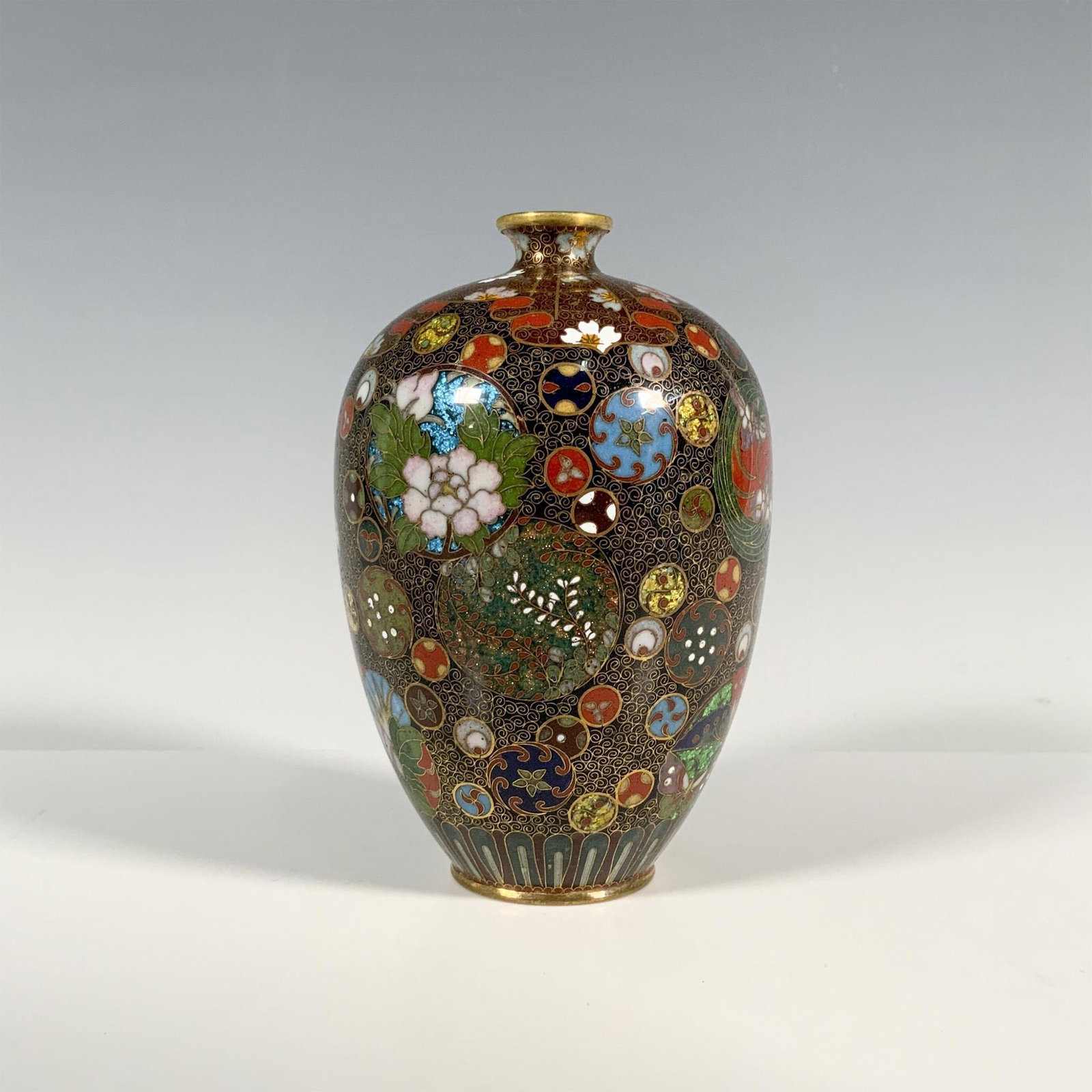 Japanese Meiji Cloisonne Enamel Small Vase (1 of 3)