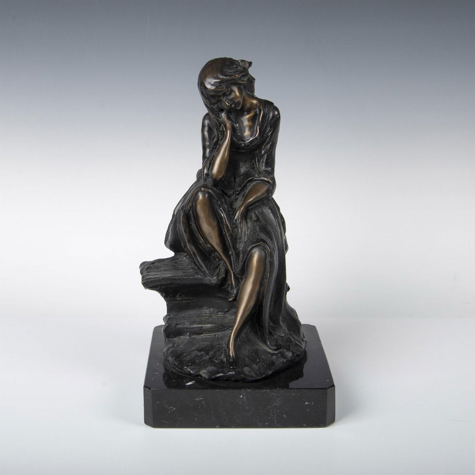 Nico Venzo, Original Bronze Sculpture, Seated Girl, Signed (1 of 7)
