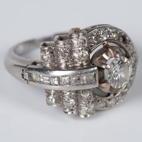 Art Deco Platinum and Diamonds Ring
