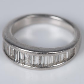 Contemporary Platinum and Diamonds Ring