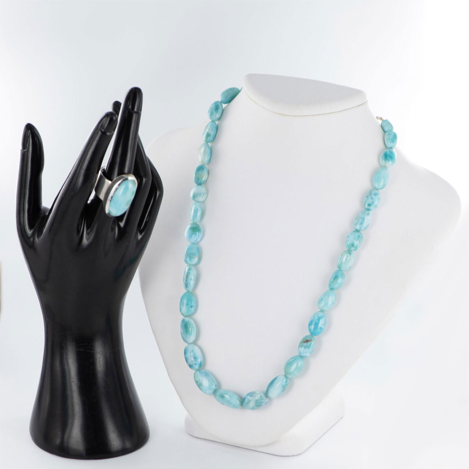 2pc Larimar and Stirling Silver Necklace and Ring (1 of 5)
