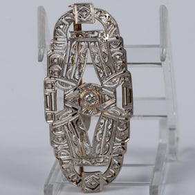 Art Deco Gold, Platinum and Diamond Brooch