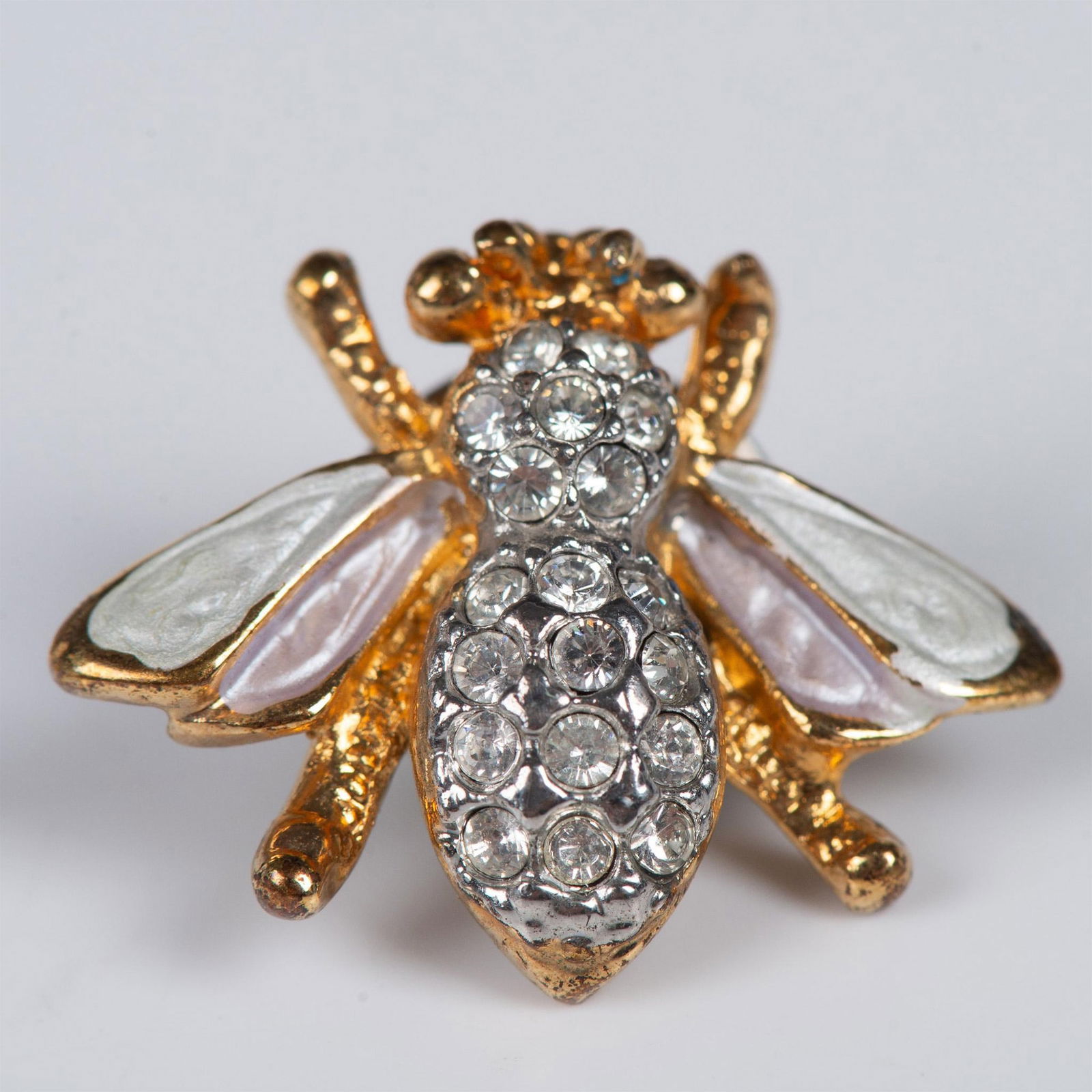 Small 14K Gold Plated Crystal Bee Brooch Pin (1 of 4)