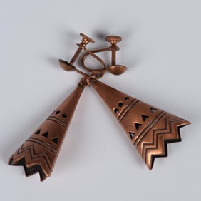Vintage Native American Copper Screw-Back Earrings