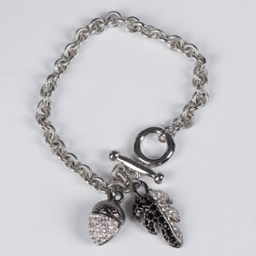 Swarovski Crystal Autumn Leaf and Acorn Charm Bracelet