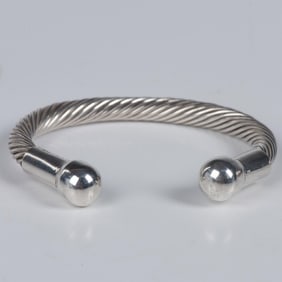 Heavy Mexican Sterling Silver Twisted Cable Cuff Bracelet