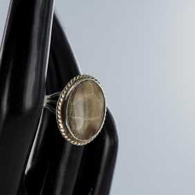 Southwestern Style Petoskey Stone Sterling Silver Ring