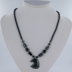 Stunning Hematite Eagle Pendant Necklace