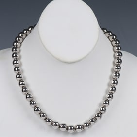 Elegant Sterling Silver Bead Necklace