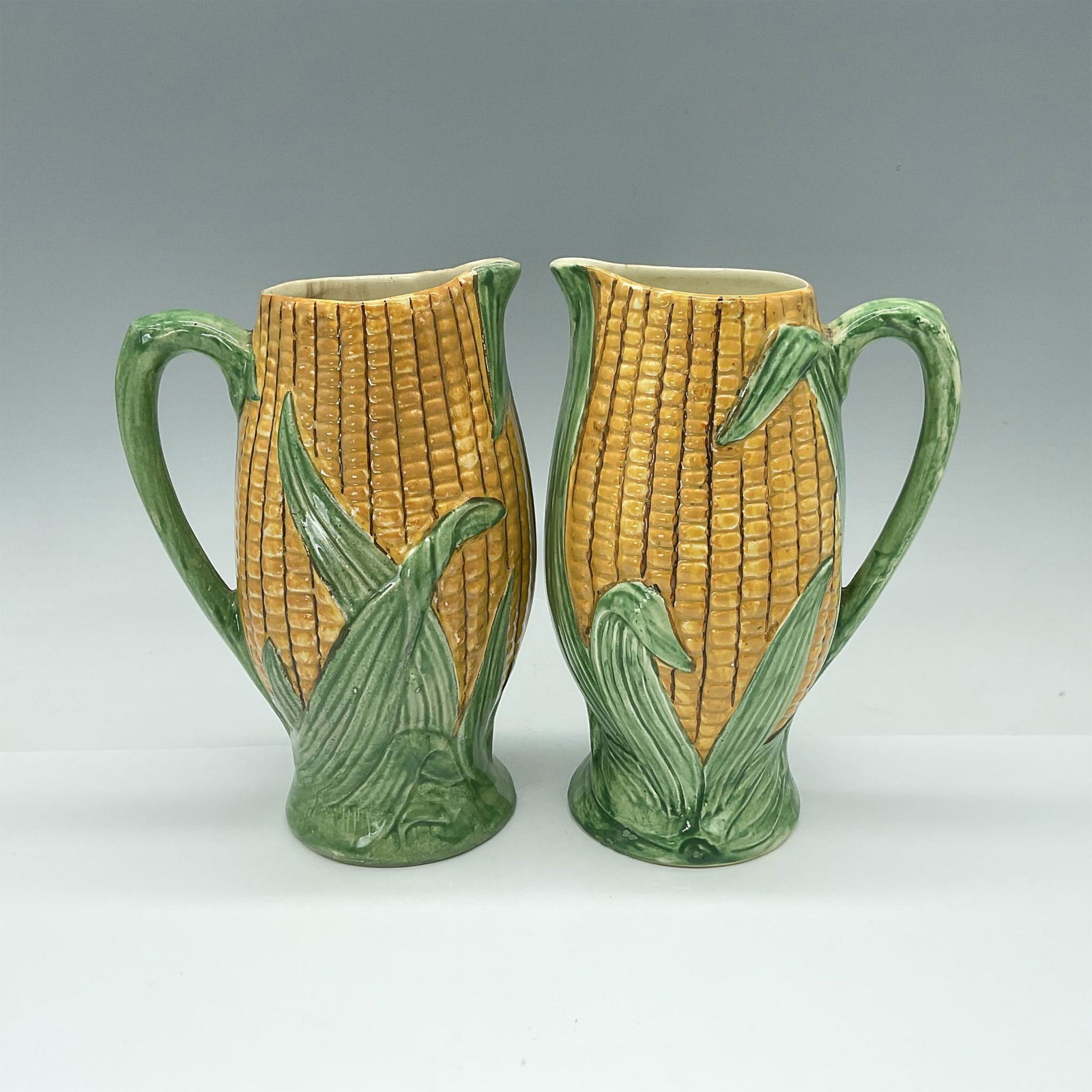 2pc Staffordshire Shorter England Ceramic Corn Shape Pitcher (1 of 3)