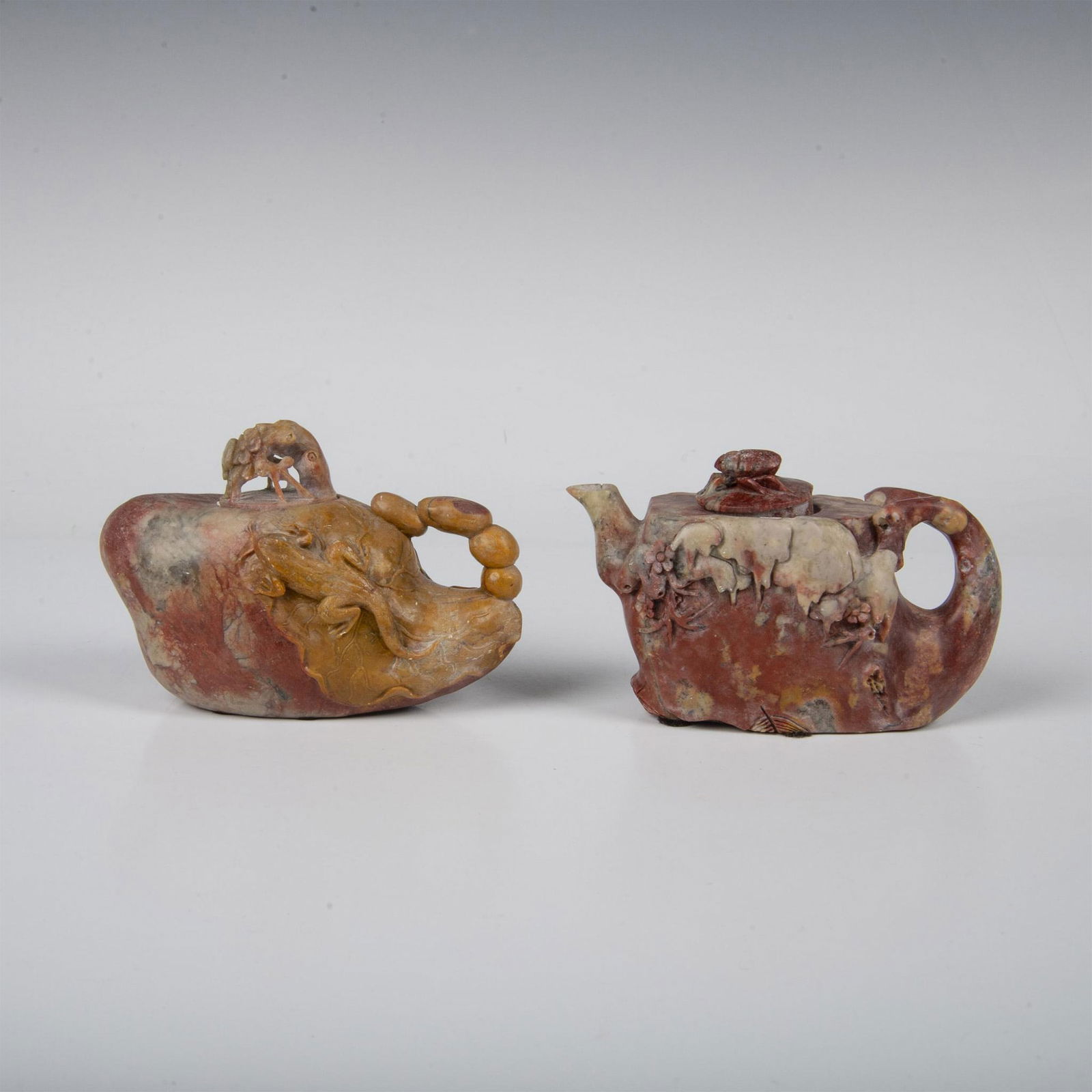 2pc Chinese Carved Soapstone Teapot + Incense Burner (1 of 5)