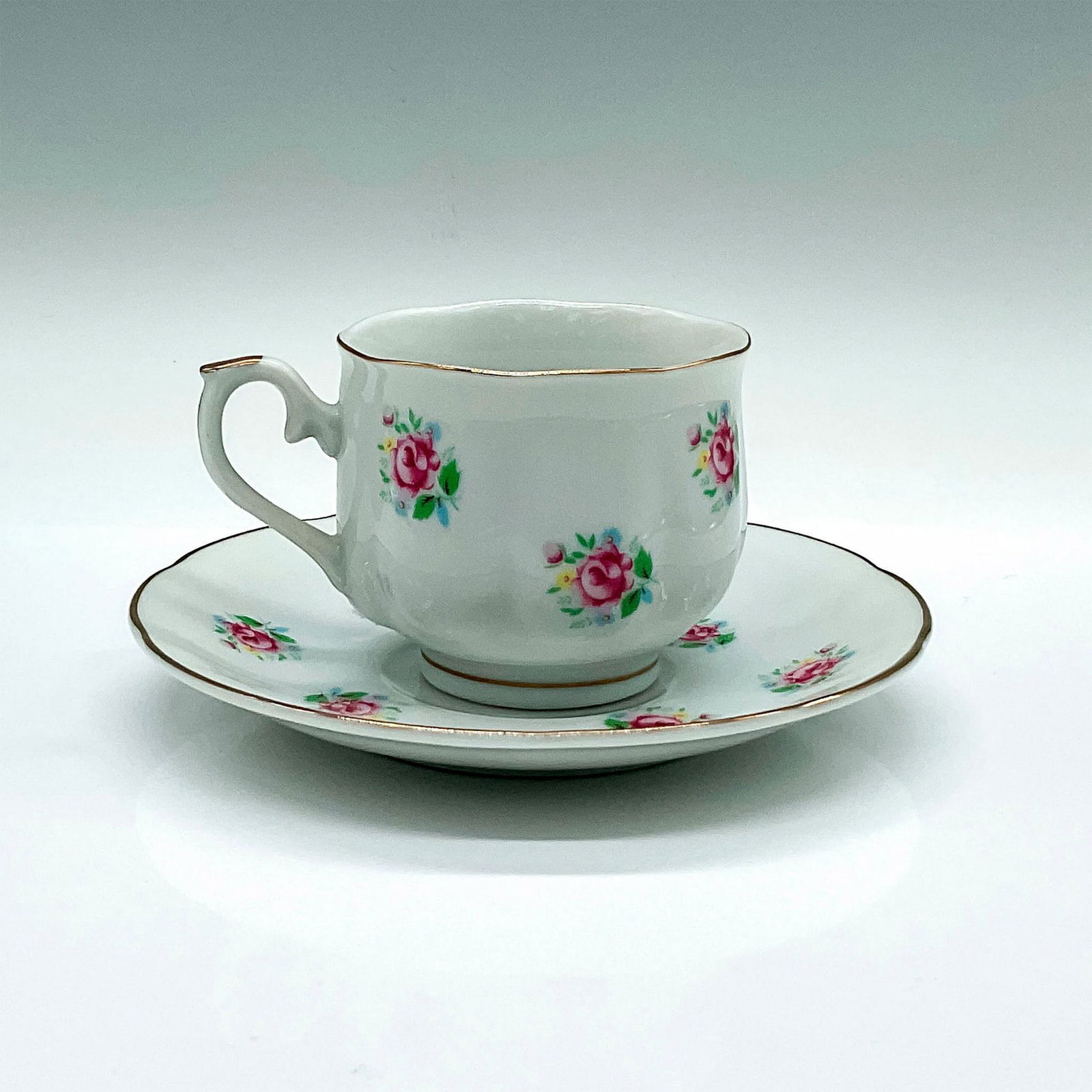 2pc Vintage FTD Japanese Porcelain Floral Cup and Saucer (1 of 3)