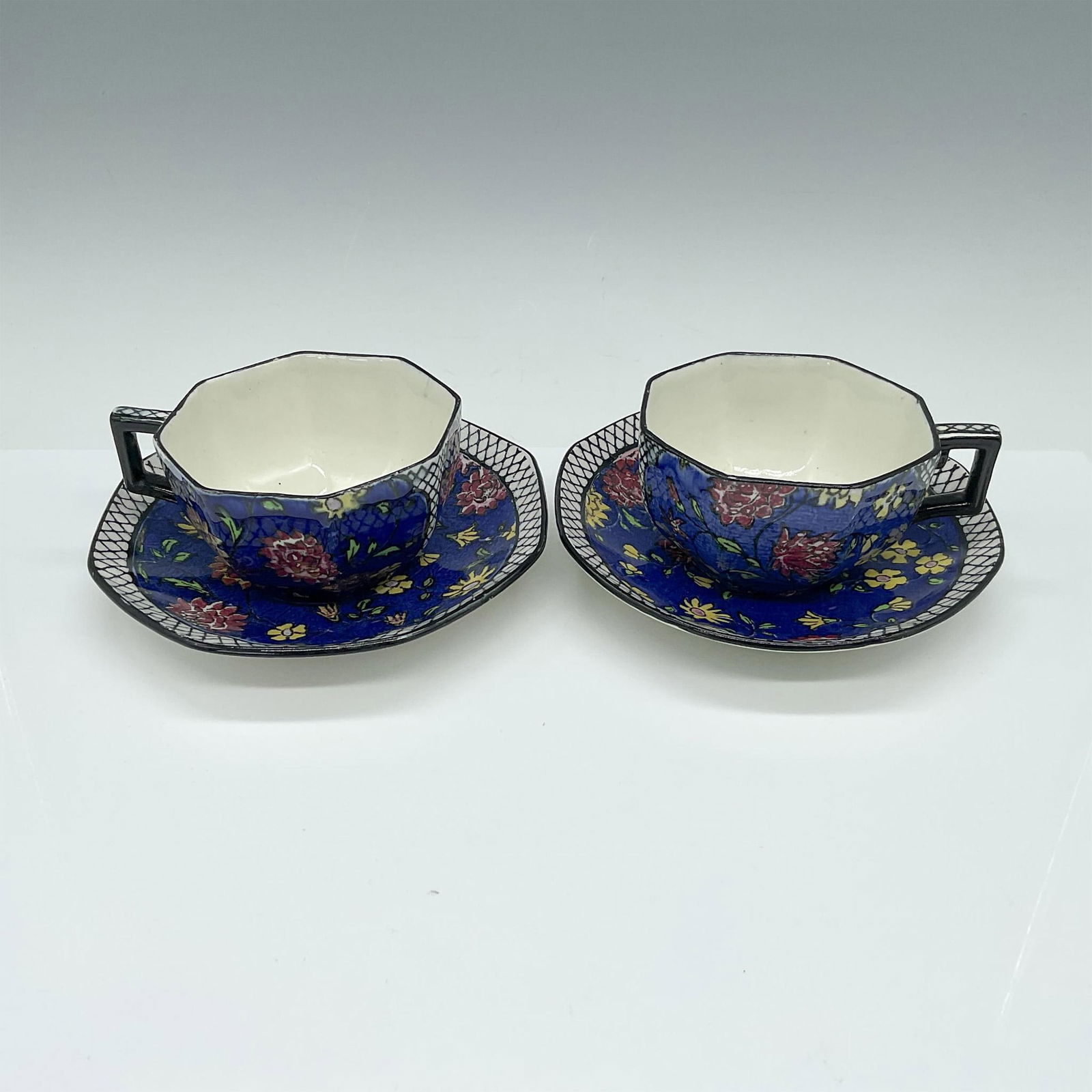 4pc Royal Doulton Teacup & Saucer Set, Persian Anemone (1 of 3)