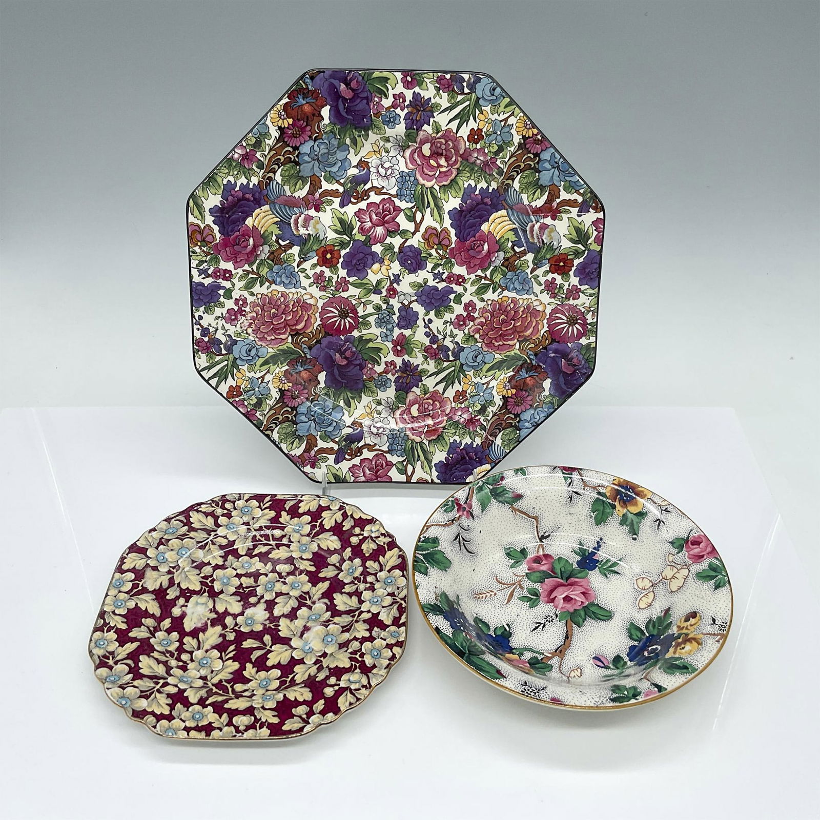 3pc Vintage Floral Plate Grouping, Crown Ducal & Lord Nelson (1 of 3)