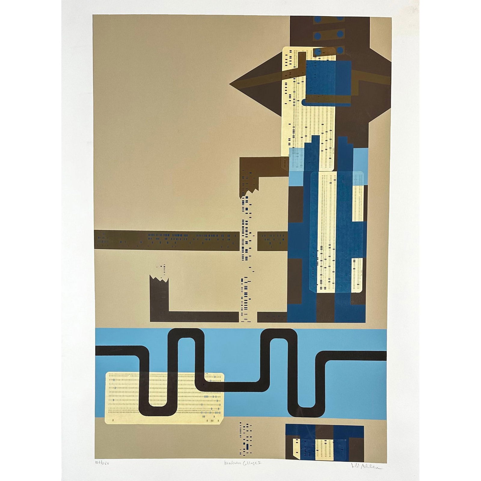 Lee Adler (1934-) Screenprint with Hand Collage Paper with Holes, Modern Collage 1, Signed (1 of 5)