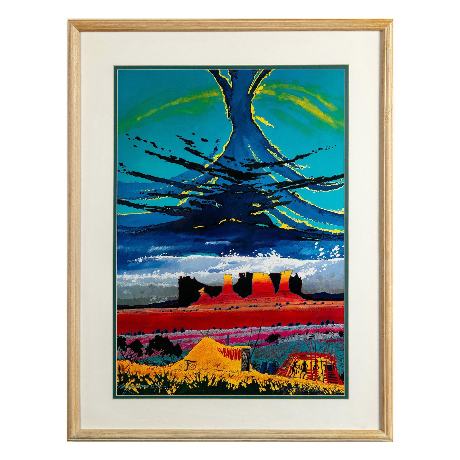 Baje Whitethorne, Navajo Color Lithograph on Paper, Signed (1 of 5)