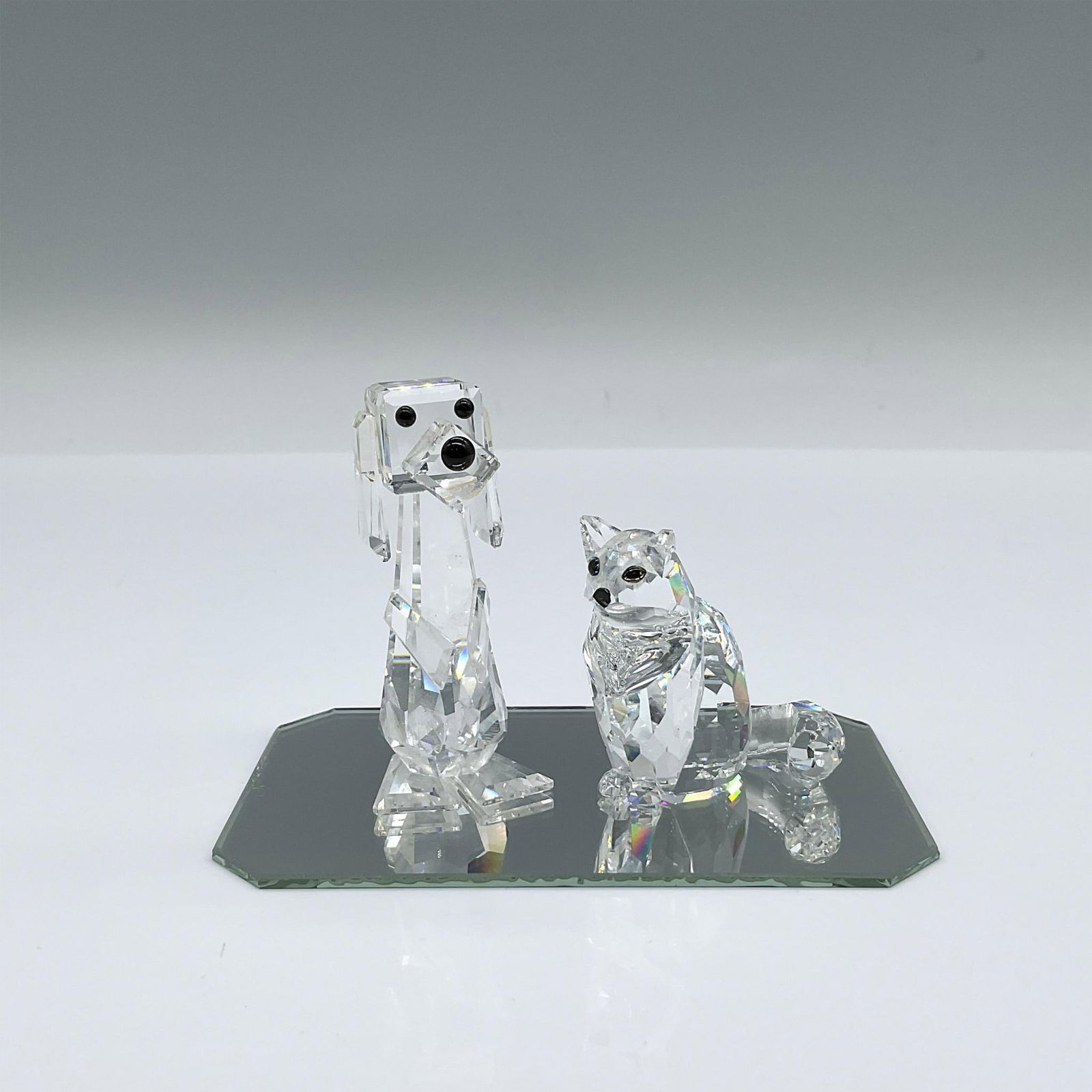 3pc Swarovski Dog and Cat Figurine with Base (1 of 3)