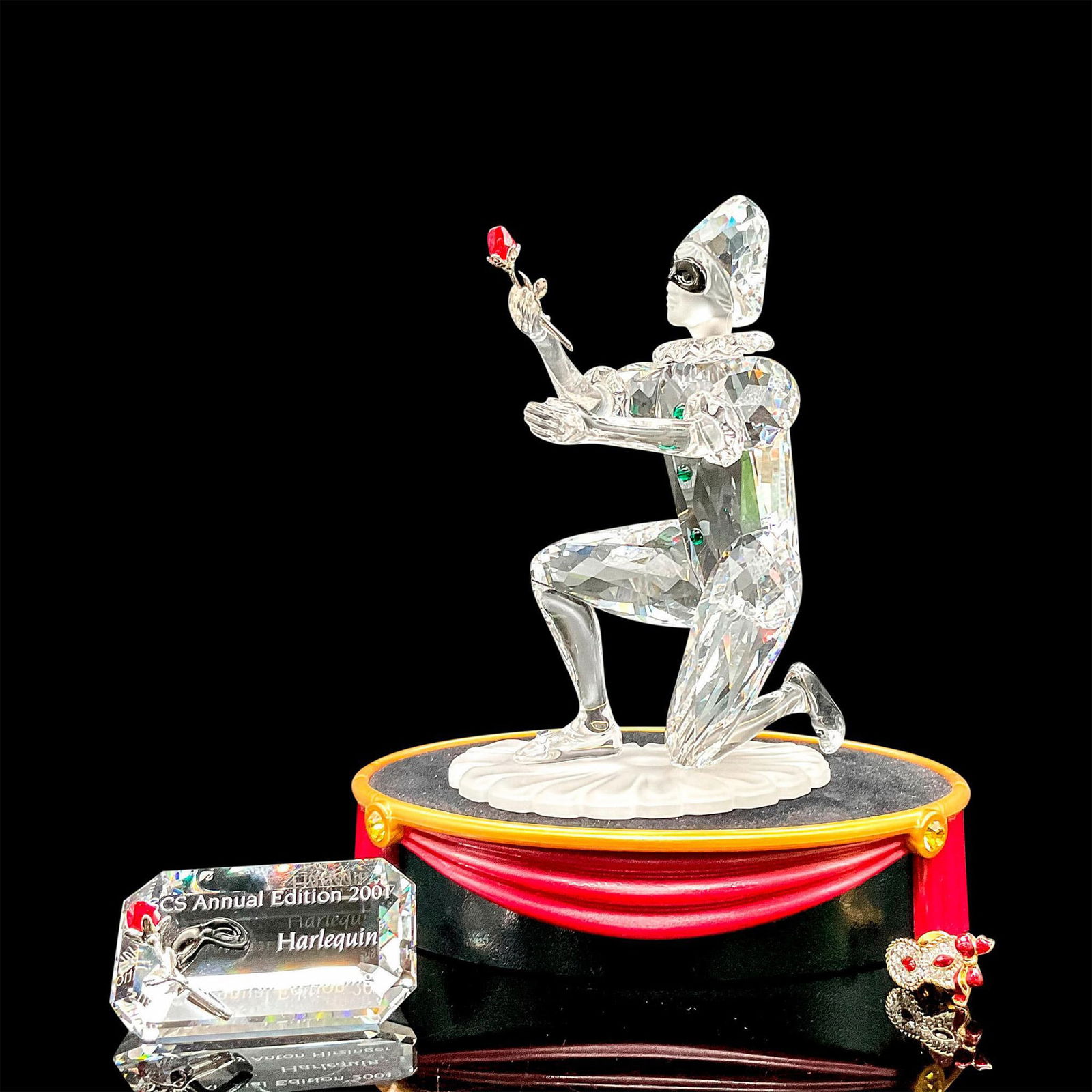 Swarovski Crystal Figurine, Plaque & Pin, Harlequin (1 of 6)