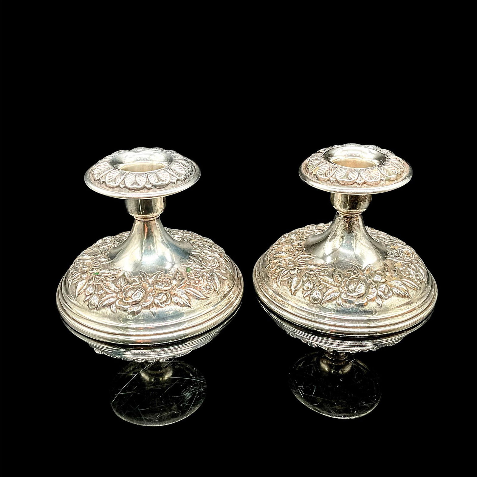 2pc S Kirk & Son Sterling Silver Weighted Candle Holders (1 of 3)